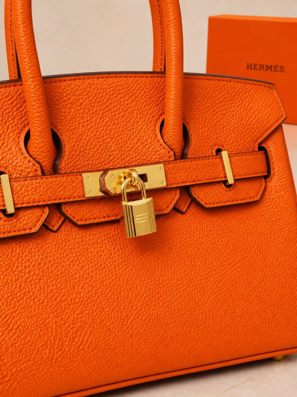 Hermes Birkin Handbag in Orange Togo with Gold Hardware - Picture 6 of 9